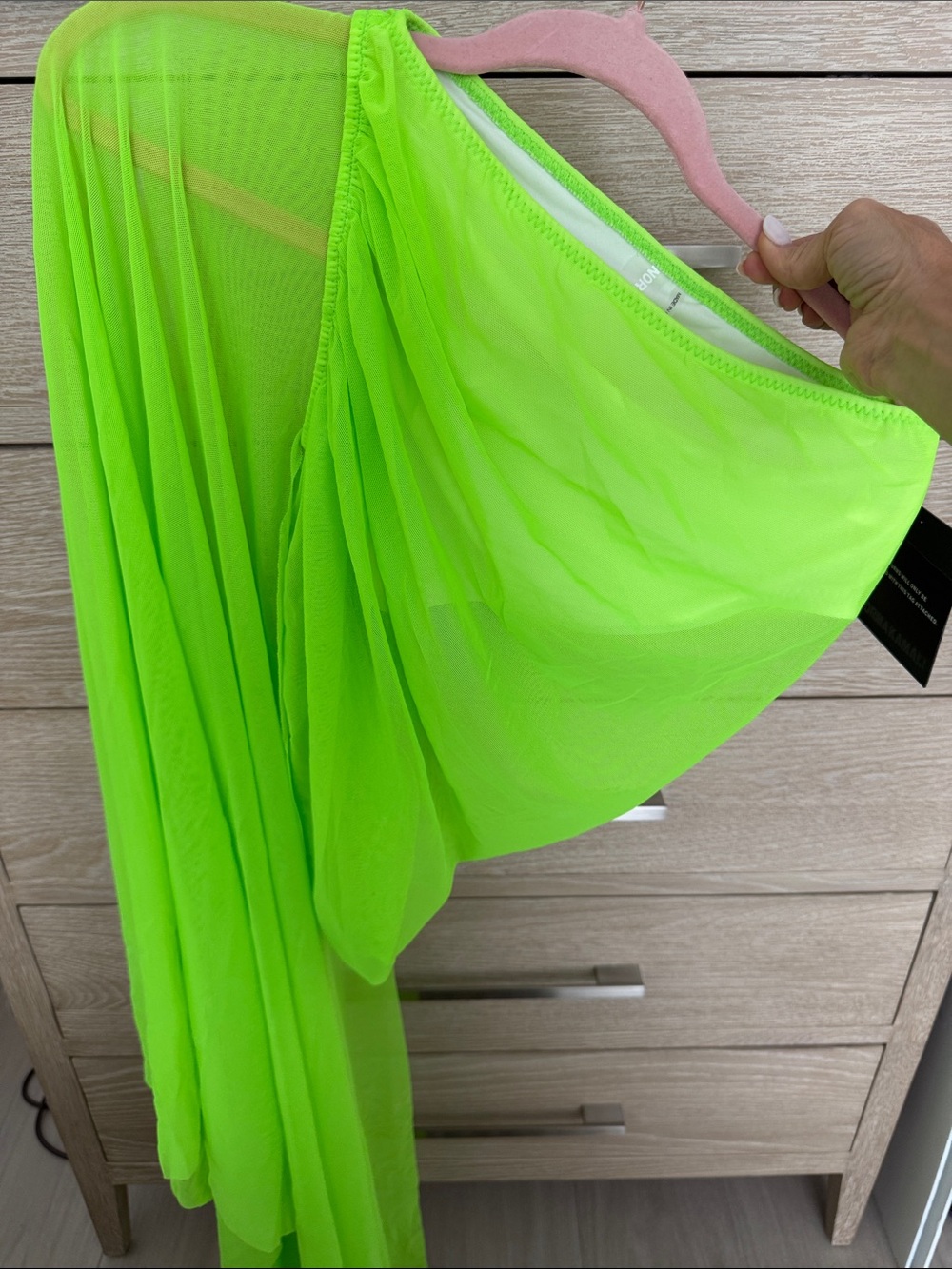 Norma Kamali Neon Lime One-Shoulder Dramatic Top!-XS